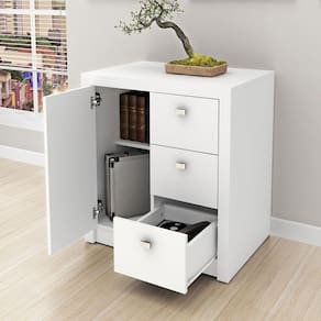 Armário Para Escritório Baixo 3 Gavetas Me4111 Branco - Tecno Mobili