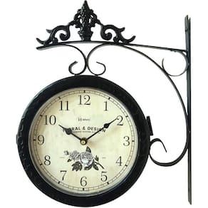 Relogio De Parede Preto Antigo Dois Lados Herweg 6488-034