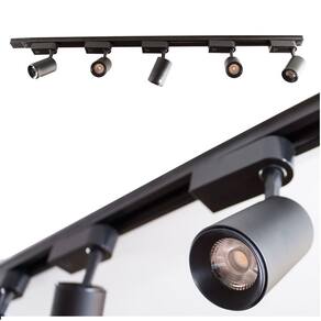 trilho eletrificado 1m + 5 spots 7w 3000k bivolt preto ST495