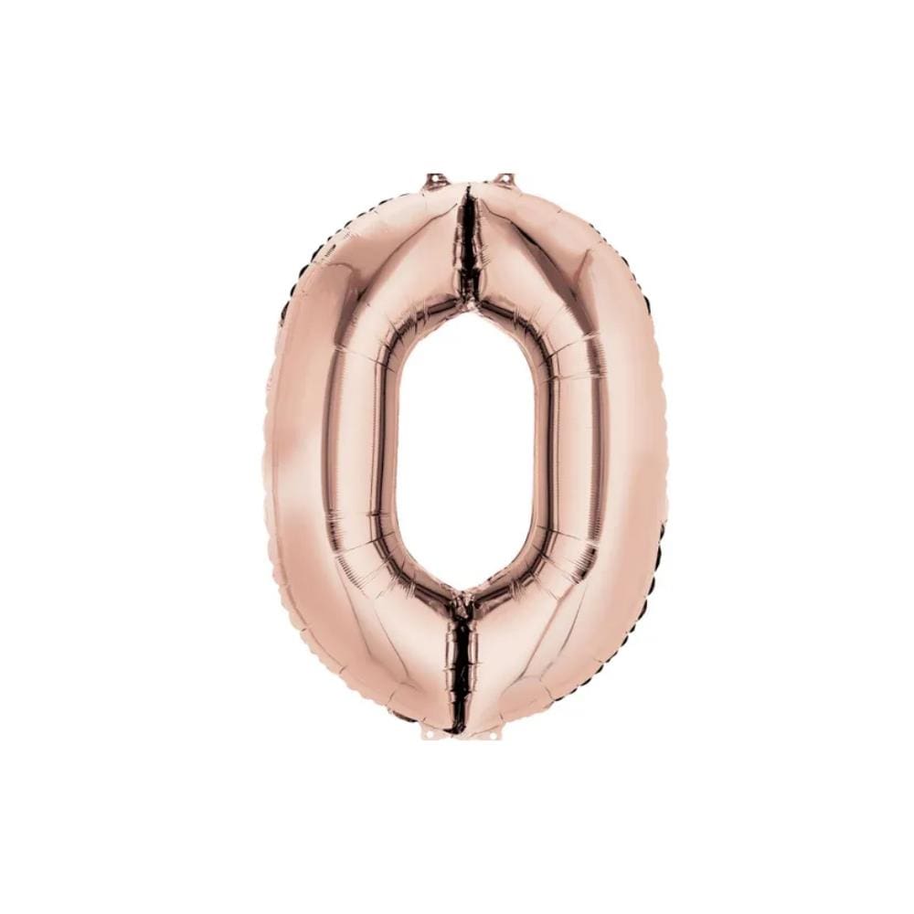 Balão Metalizado Número 0 Rose 45cm GNR