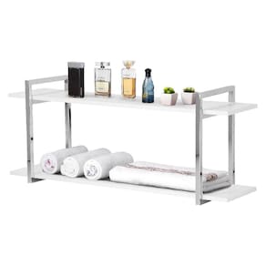 Nicho Banheiro Cromado Com Prateleiras Branco 80cm