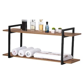 Nicho Banheiro Preto Com Prateleiras Amadeirado 60cm