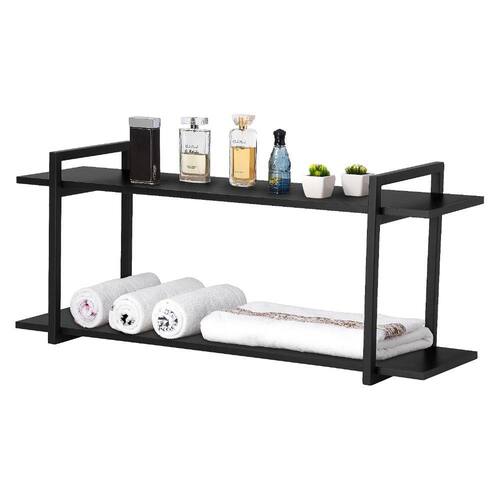 imagem-Nicho Banheiro Preto Com Prateleiras Preto 100cm