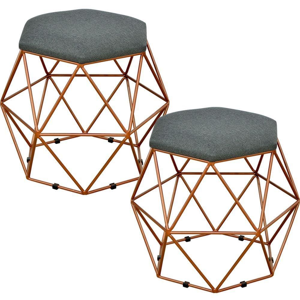 Kit 02 Puffs Decorativo Aramado Six Linho