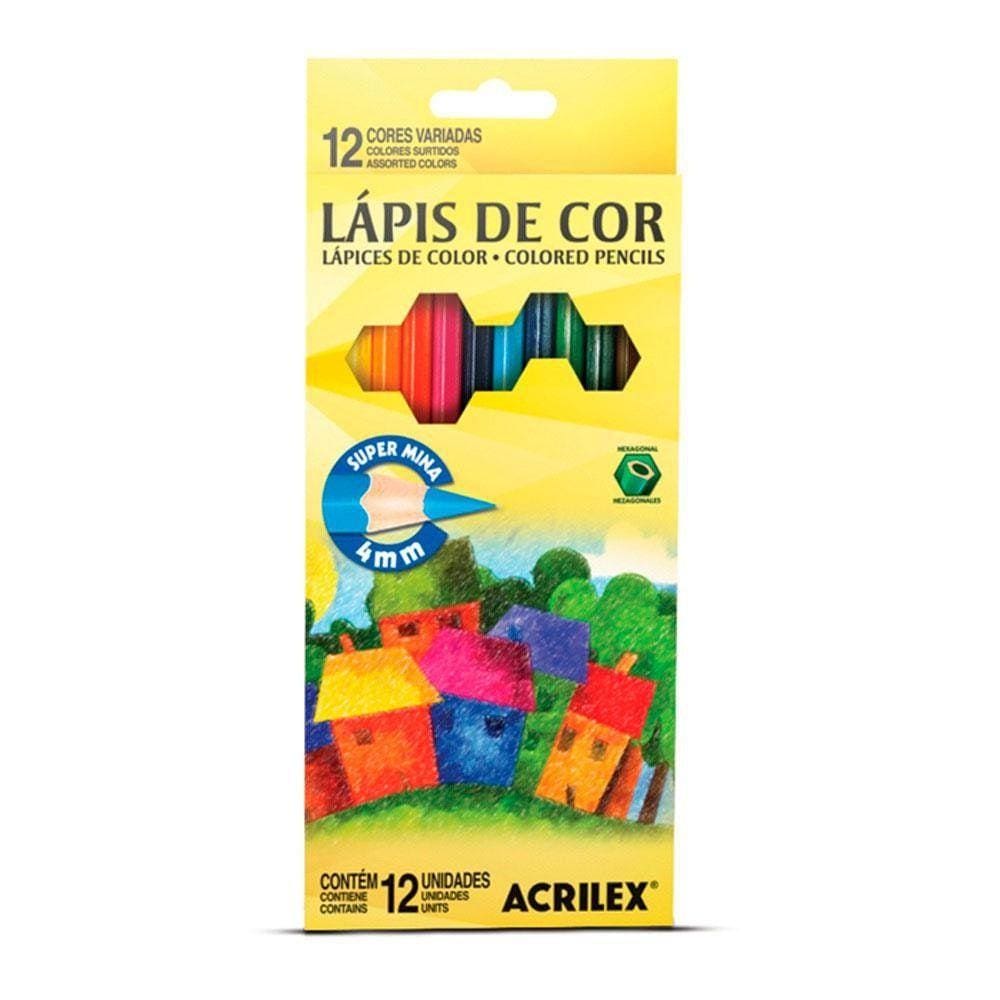 Lápis De Cor Hexagonal 12 Cores Acrilex