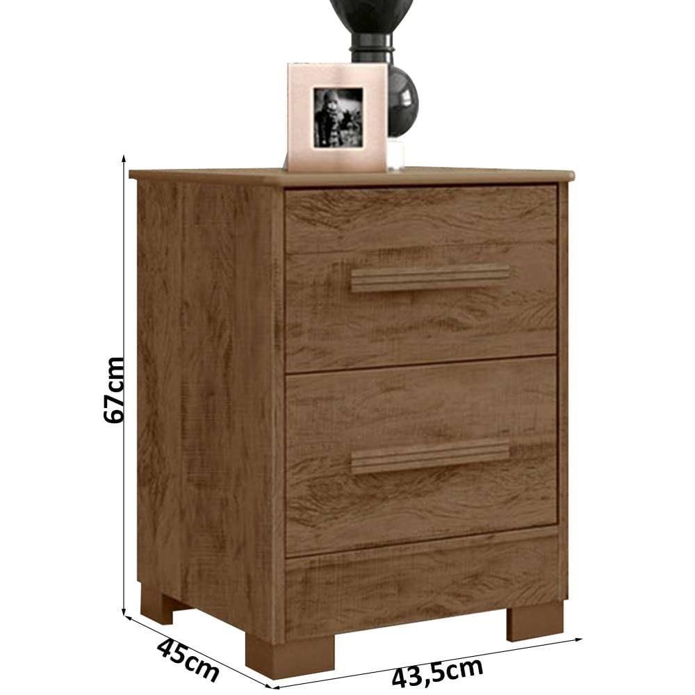 Mesa de Cabeceira 100% MDF 2 Gavetas Meli - MARROM CHOCOLATE