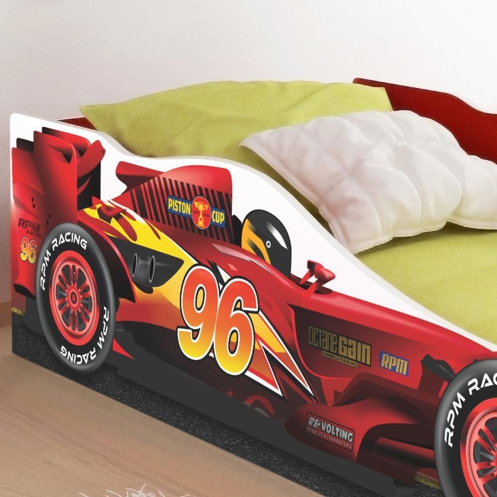 Cama Solteiro Carro Drift 88x188cm Com Colchão D20 - Vermelho / Vermelho -  Rpm Móveis