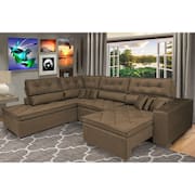 Sofa de Canto Retrátil e Reclinável com Molas Platinum Esquerdo 3,00x2,36 Suede