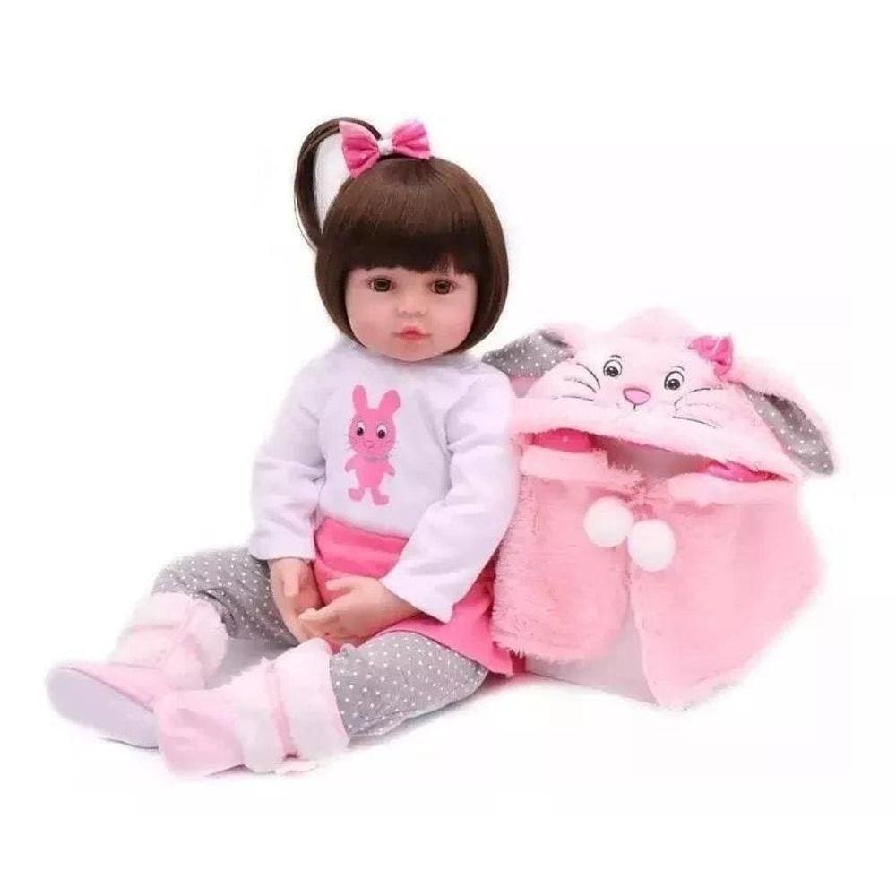 Boneca Bebe Reborn Silicone Girafinha Menina 48cm Realista