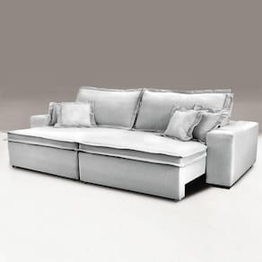 Sofa Retrátil e Reclinável com Molas Cama inBox Premium 2,32m tecido em linho Cinza Claro
