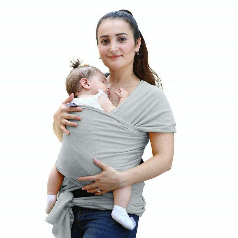 Wrap Sling Carregador De Bebê 100% Algodão Cinza Claro
