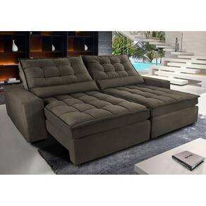 Sofá Retrátil e Reclinável com Molas Ensacadas Cama inBox Gold 2,92m Tecido Suede Velusoft