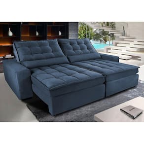 Sofá Retrátil e Reclinável com Molas Ensacadas Cama inBox Gold 2,52m Tecido Suede Velusoft