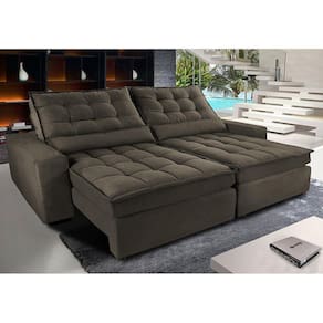 Sofá Retrátil e Reclinável com Molas Ensacadas Cama inBox Gold 3,12m Tecido Suede Velusoft