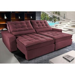 Sofá Retrátil e Reclinável com Molas Ensacadas Cama inBox Gold 2,72m Tecido Suede Velusoft