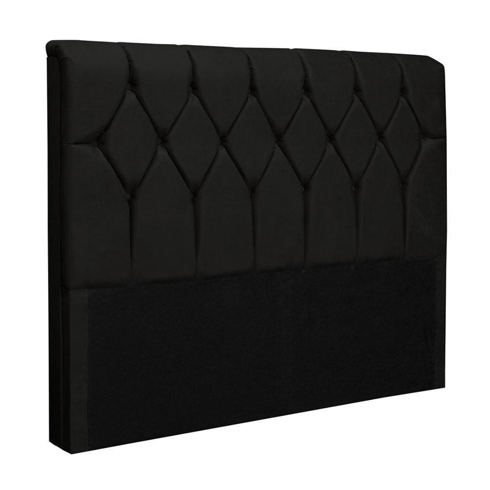 Cabeceira Queen Size - Com capitonê para cama box sued liso Paris - PRETO