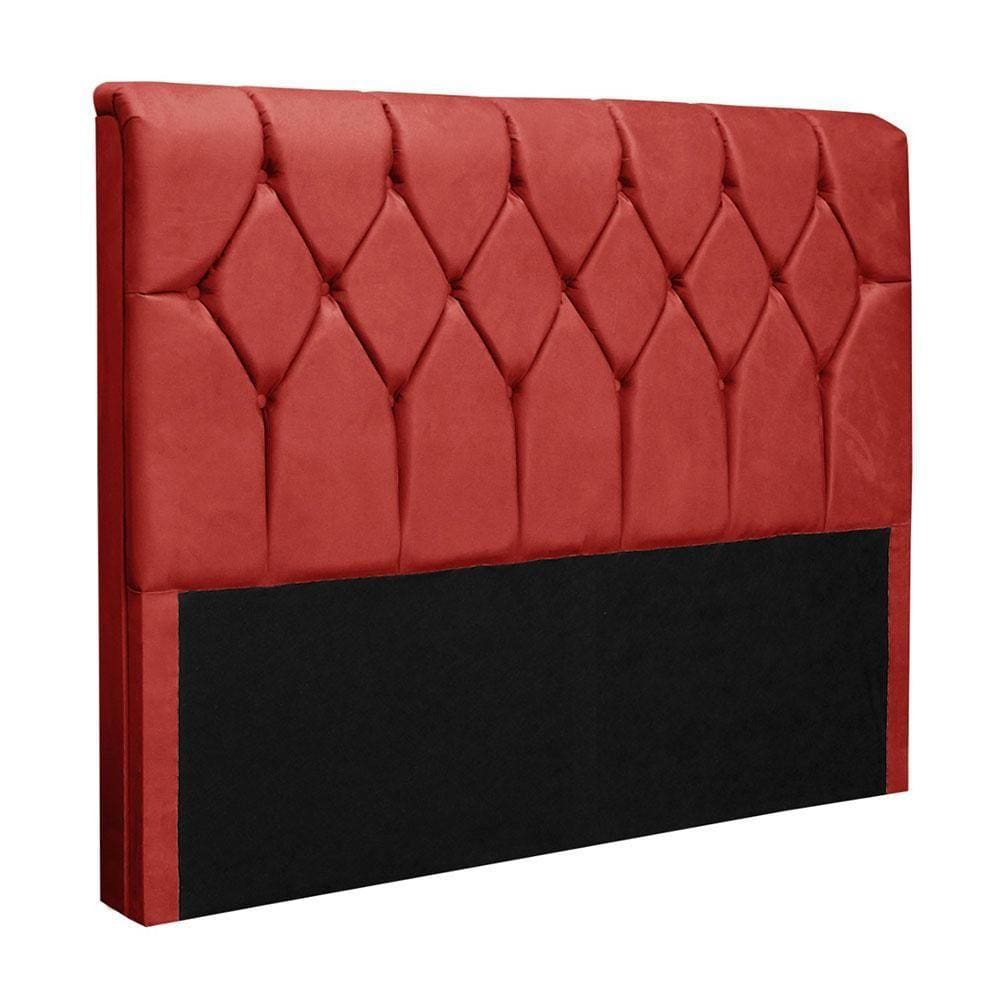 Cabeceira Queen Size - Com capitonê para cama box sued liso Paris  - VERMELHO