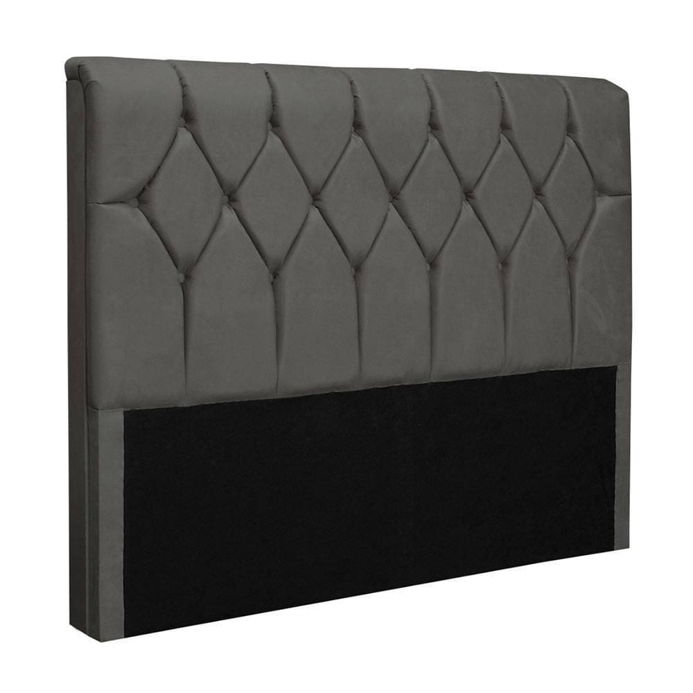 Cabeceira Queen Size - Com capitonê para cama box sued liso Paris - CINZA