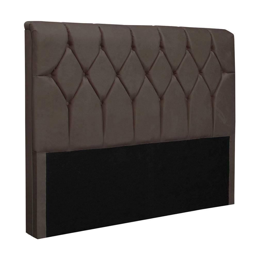 Cabeceira Queen Size - Com capitonê para cama box sued liso Paris  - MARROM CACAU