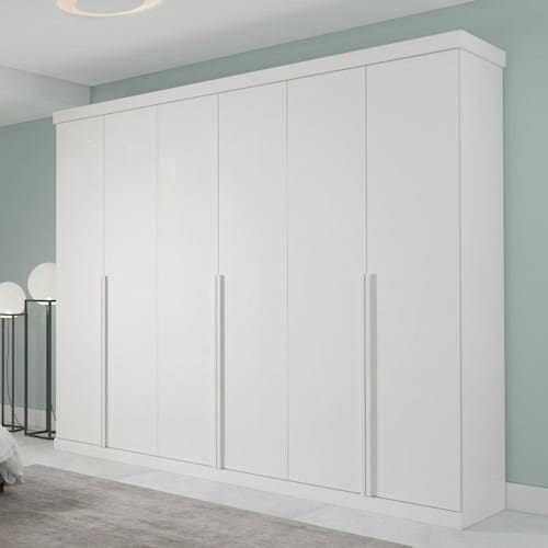 imagem-Guarda Roupa 6 Portas 6 gavetas MDF Guarapari Panan - Branco