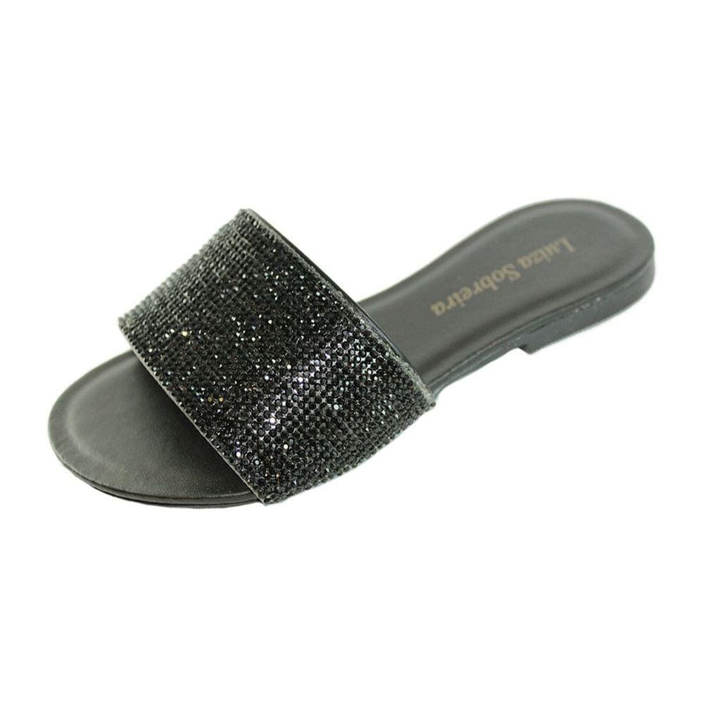 Rasteira Luiza Sobreira Preto Strass Mod. 2031