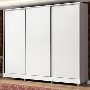 Guarda Roupa Casal 100% MDF Madesa Zurique 3 Portas de Correr com Pés - Branco