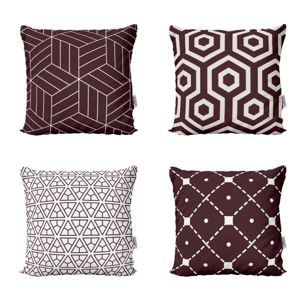 Kit 4 Capas De Almofadas Marrom E Decorativas - Novadecora