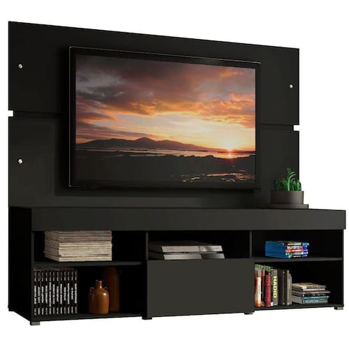 Rack com Painel Sobreposto para TV até 65 Polegadas Madesa Everest - Preto