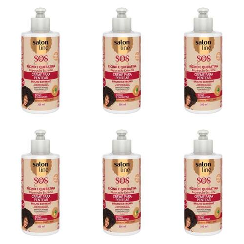 Salon Line Sos Cachos Ricino E Queratina Creme P Pentear 300ml Kit C 06 Casas Bahia