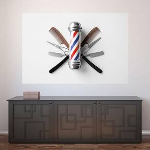 Painel Adesivo de Parede - Barbearia - Barber Shop - 1104pnm