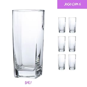 Copo Vidro 320ml (Suco, água) BALI jogo c/ 6 Transparente