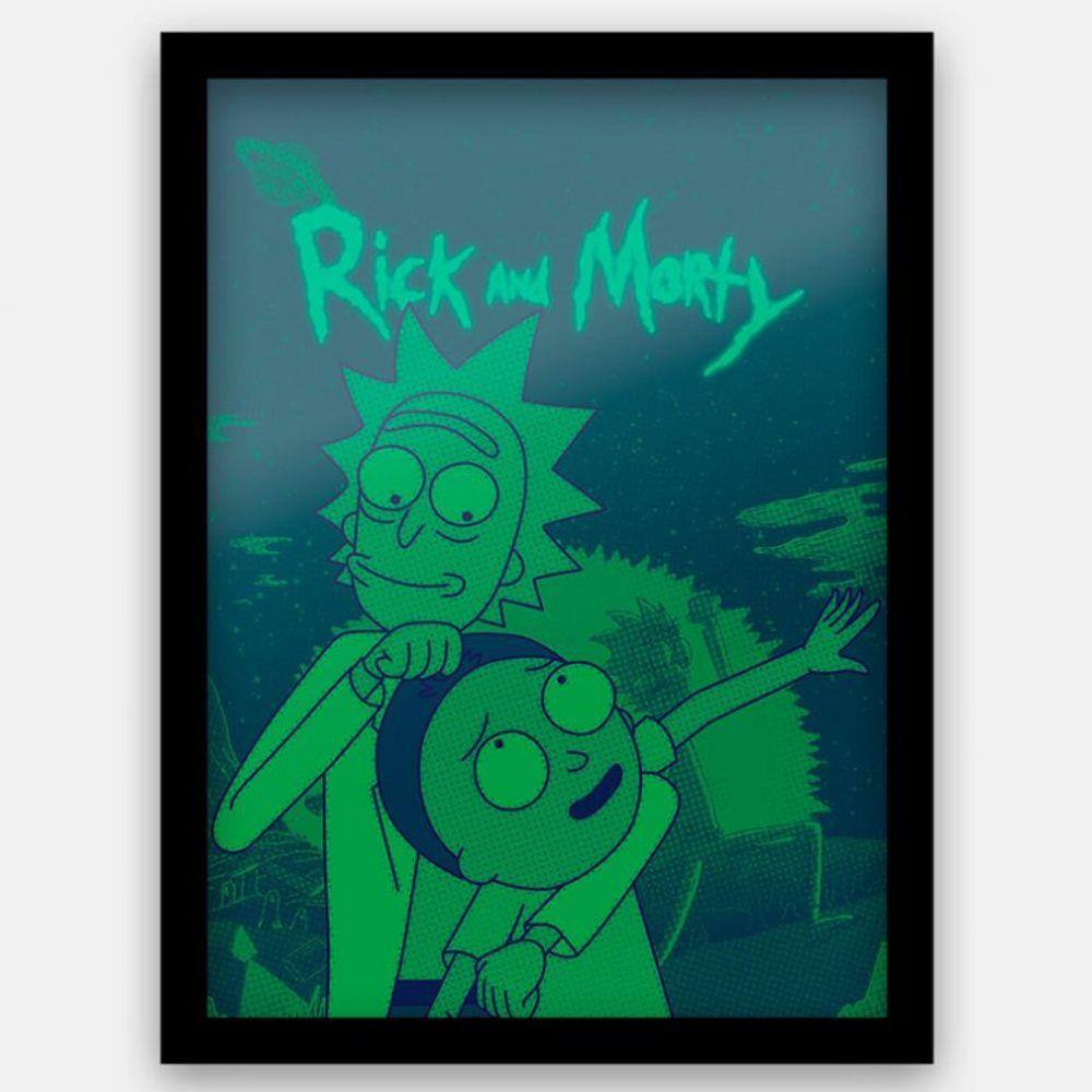 Quadro Breacking Bad Rick And Morty Desenho Com Moldura G04 no