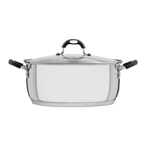Caçarola Rasa Tramontina Solar Silicone em Aço Inox com Fundo Triplo e Tampa de Vidro 30 cm 8,9 L