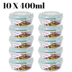 Conjunto 10 Potes Vidro Hermético Mantimentos Marmita 400ml
