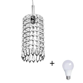 Lustre - Pendente Redondo Clearcrillic Cristal Acrílico com Lâmpadas 6000K (Branca Fria)