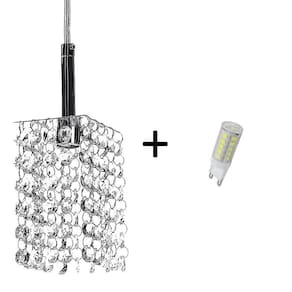 Lustre - Pendente Quadrado Clearcast Cristal Legitimo com Lâmpadas 6000K (Branca Fria)