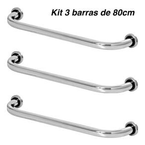 Kit 3 Barra De Apoio De Idoso Para Banheiro 80cm