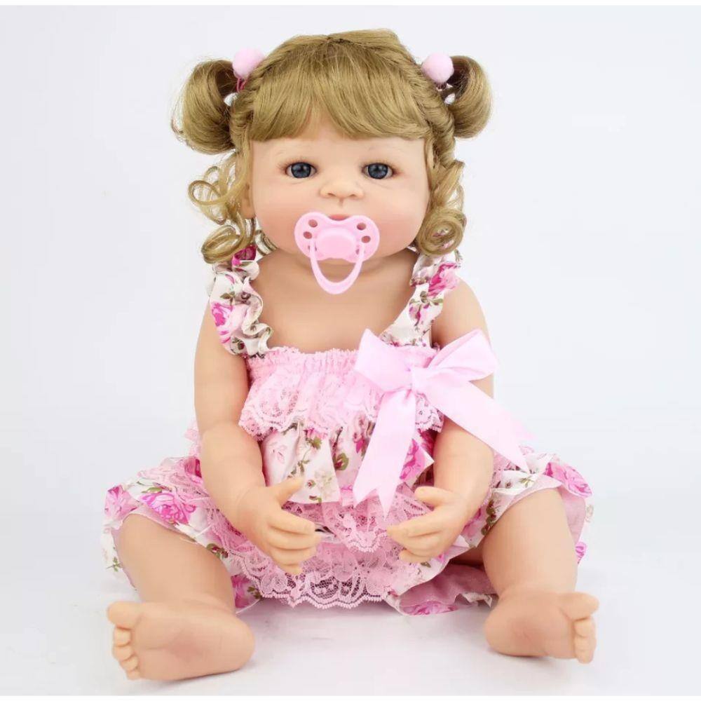 Boneca Bebê Reborn Carol Corpo Inteiro Silicone P/ Dar Banho :  : Brinquedos e Jogos