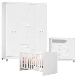 Quarto de Bebê 6 Portas Ternura Baby com Berço Americano Doce Sonho