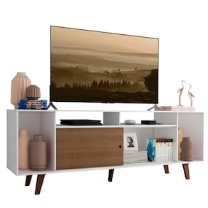 Rack para TV até 65 Polegadas Madesa Cancun com Pés - Branco/Rustic/Rustic