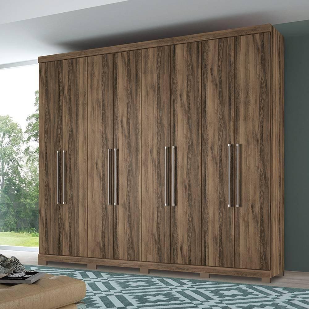 Guarda Roupa de Casal - 8 Portas e Pés Ele e Ela  - MARROM