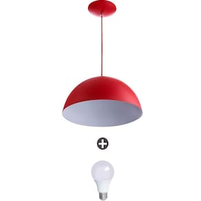 Pendente Meia Lua 30 Alumínio Vermelho Com Lampada