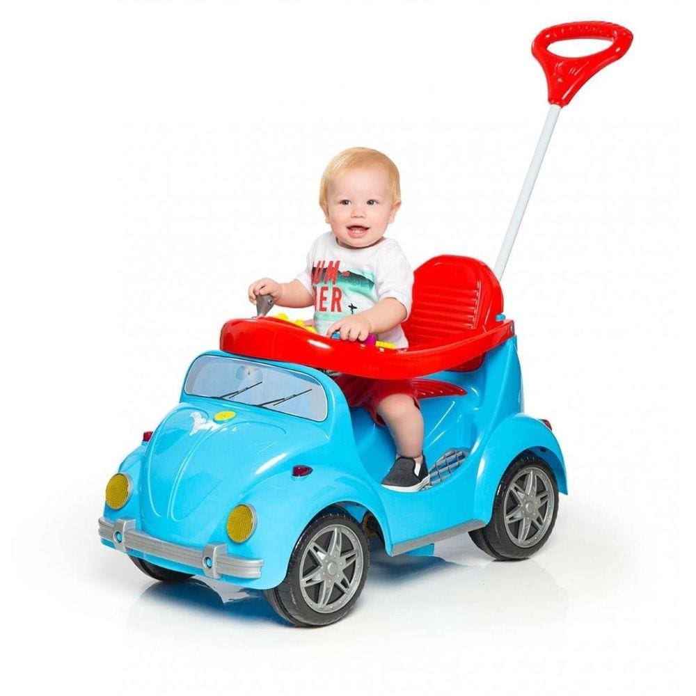 Motoca Infantil C/ Som Haste Passeio Pedal Fusca Fouks Azul