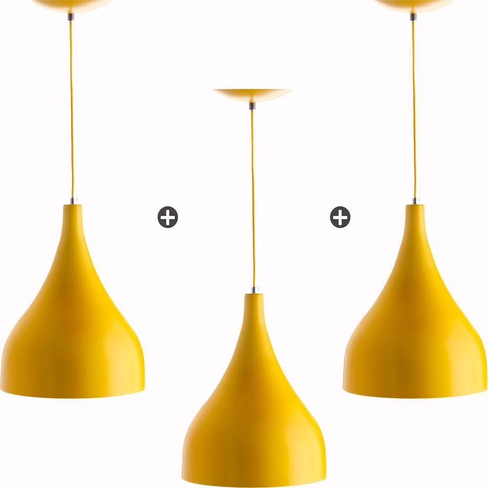 Kit 3 Lustres Pd Gota Pequena Alumínio 21cm Soquete E27 