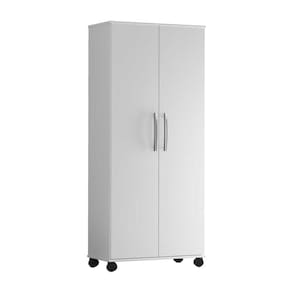 Armário Multiuso 2 Portas Para Lavanderia Com Rodízios Arezzo J&A Moveis Branco