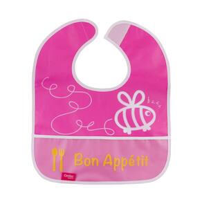 Babador impermeável plus com bolso - abelhinha pink bon appétit