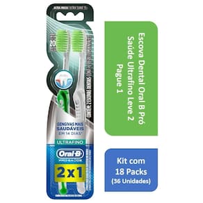 Kit Escova Dental Oral B Pró Saúde Ultrafino L2P1 com 18 Packs