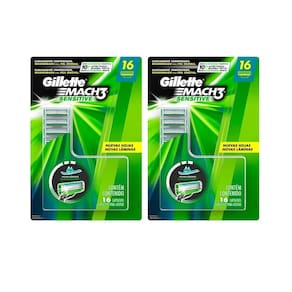 Kit com 2 Cargas Gillette Mach3 Sensitive c/ 16 unidades