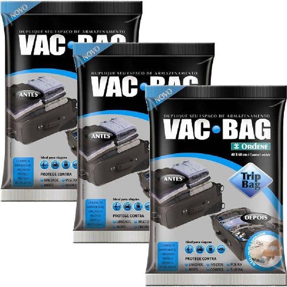 Kit 3 Sacos À Vácuo VAC BAG TRIP BAG 60X40 Ordene