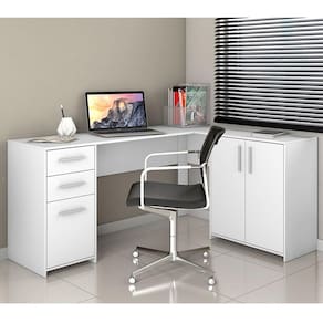 Mesa de canto em L para escritório com 2 Gavetas e 3 Portas NT2005 Notável Móveis